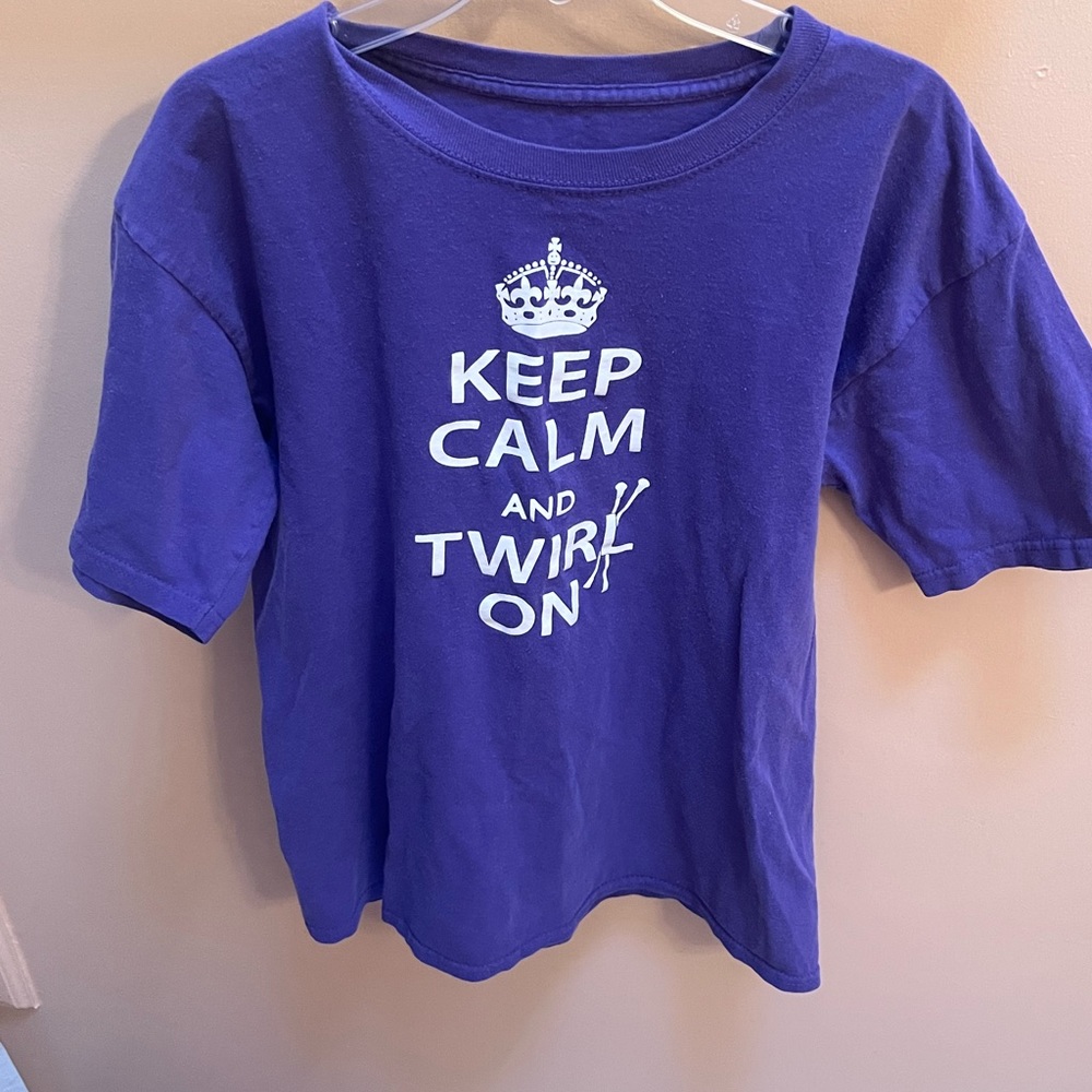 Purple Keep Calm and Twirl On t-shirt SMALL